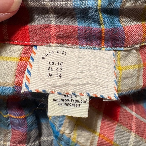 Anthropologie Postage Stamp plaid western style shirt - size 10 - Picture 3 of 8